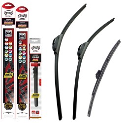 Set of 3 PREMIUM front and FLAT rear windscreen wiper blades 26" 21" 15" 